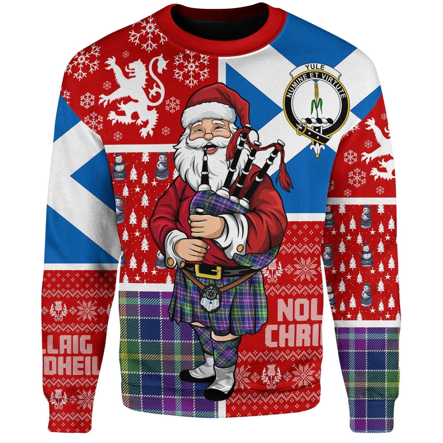 ScotsTee Shop Scottish Yule Modern Clan Badge Tartan Ugly Christmas Knitted Sweater Scotland Christmas Santa