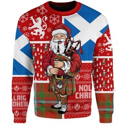 ScotsTee Shop Scottish Stewart of Fingask Ancient Clan Badge Tartan Ugly Christmas Knitted Sweater Scotland Christmas Santa
