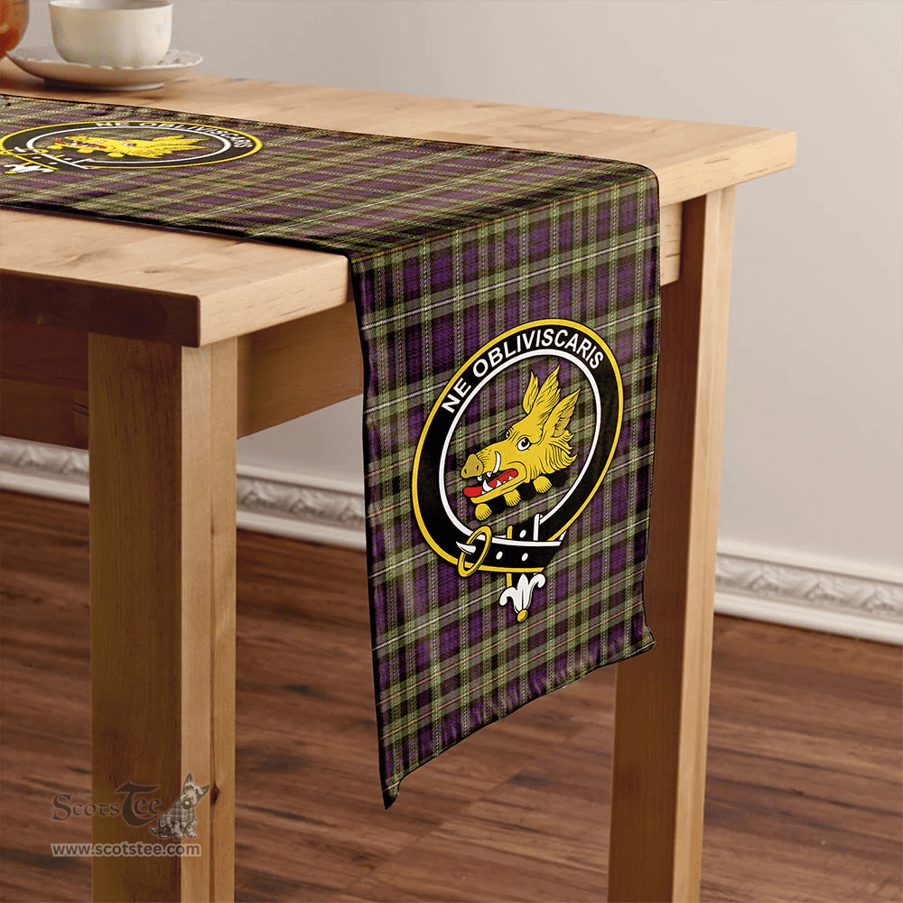 Scottish Campbell of Argyll 1815 Weathered 2 Clan Tartan Table Runner Clan Tartan Table Runner - Crest Classic Scottish Plaid Tartan Plaid