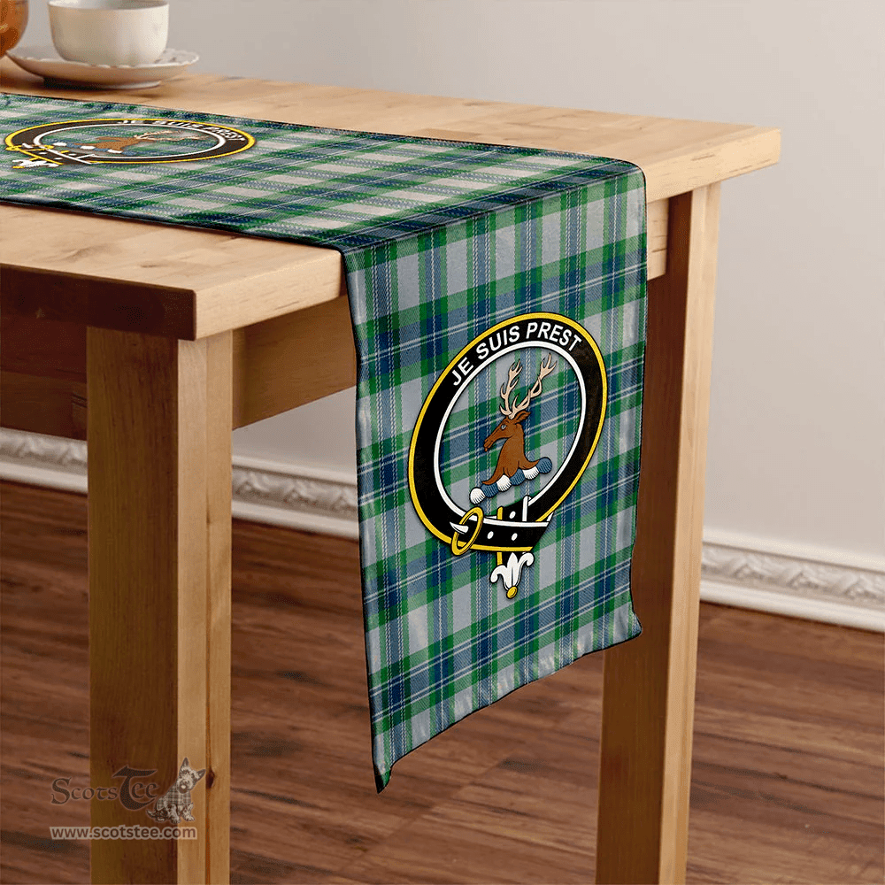 Scottish Fraser Arisaid Green Clan Tartan Table Runner Clan Tartan Table Runner - Crest Classic Scottish Plaid Tartan Plaid