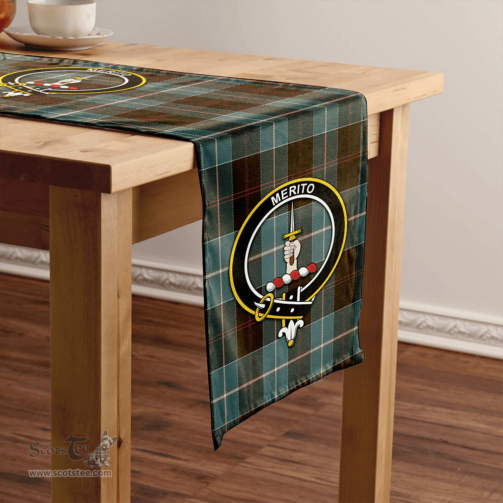 Scottish Dunlop Weathered Clan Tartan Table Runner Clan Tartan Table Runner - Crest Classic Scottish Plaid Tartan Plaid