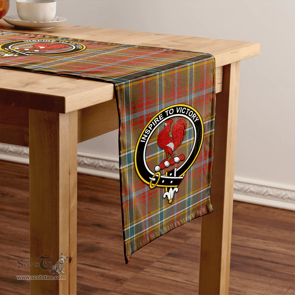 Scottish Currie of Arran Weathered Clan Tartan Table Runner Clan Tartan Table Runner - Crest Classic Scottish Plaid Tartan Plaid