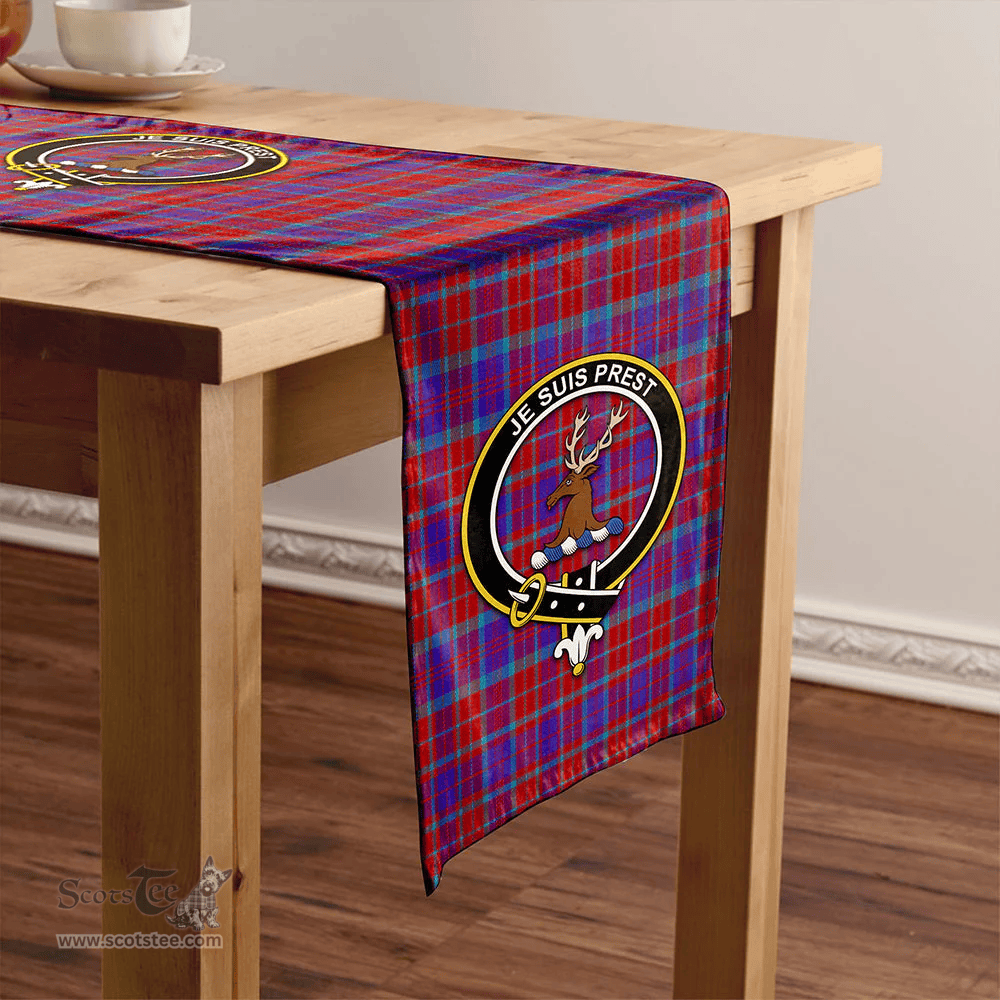 Scottish Fraser of Reelig Modern Clan Tartan Table Runner Clan Tartan Table Runner - Crest Classic Scottish Plaid Tartan Plaid
