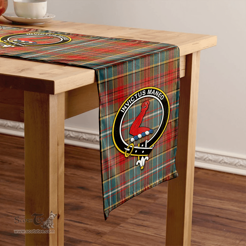 Scottish Crozier Weathered Clan Tartan Table Runner Clan Tartan Table Runner - Crest Classic Scottish Plaid Tartan Plaid