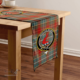 Scottish Crozier Weathered Clan Tartan Table Runner Clan Tartan Table Runner - Crest Classic Scottish Plaid Tartan Plaid