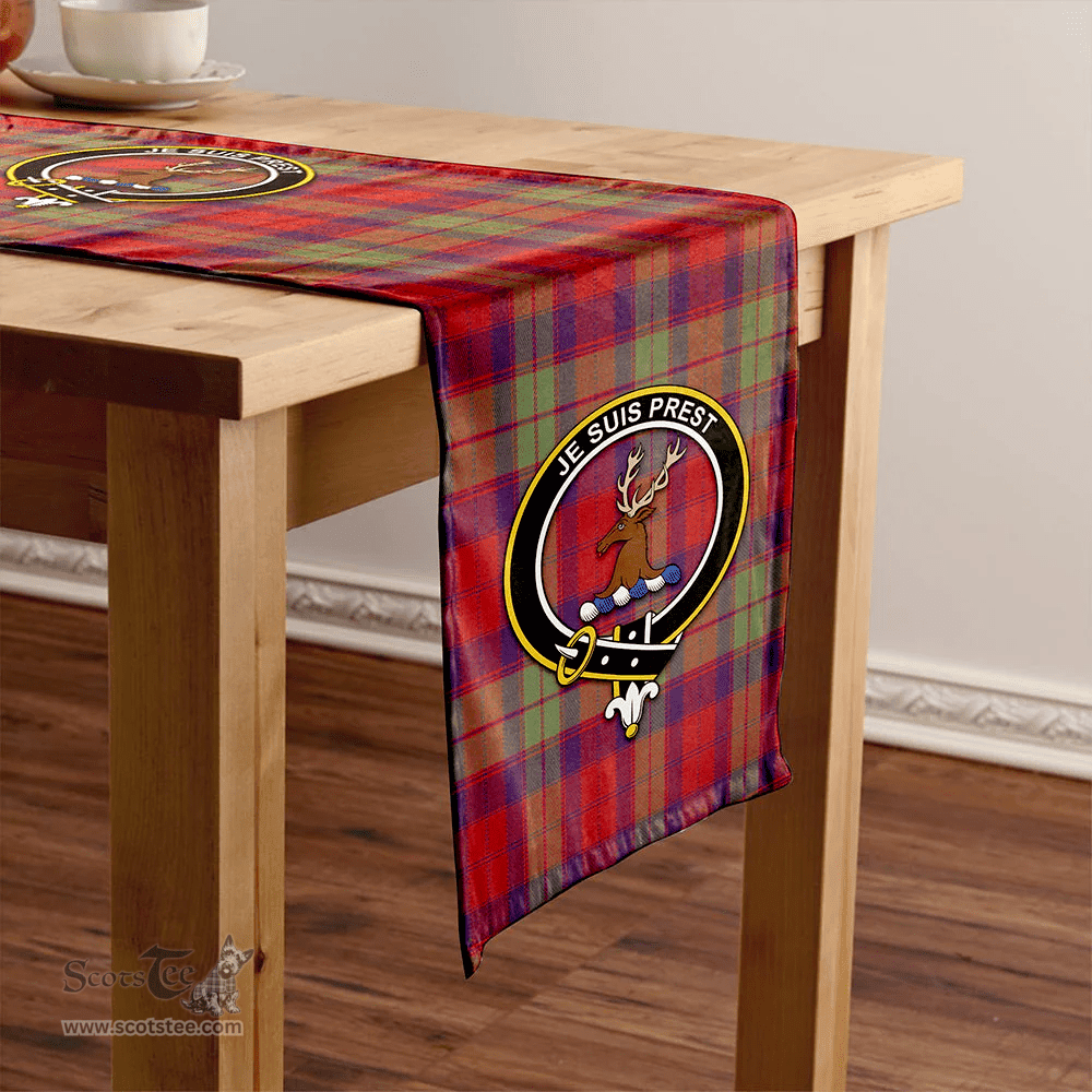 Scottish Fraser of Altyre Weathered Clan Tartan Table Runner Clan Tartan Table Runner - Crest Classic Scottish Plaid Tartan Plaid
