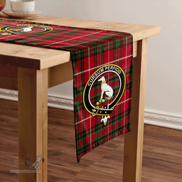 Scottish Hunter of Bute (Hunter Maroon) Modern Clan Tartan Table Runner Clan Tartan Table Runner - Crest Classic Scottish Plaid Tartan Plaid
