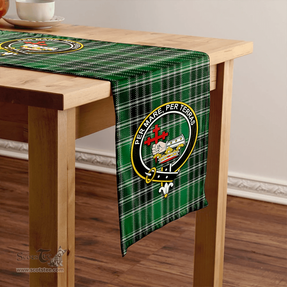 Scottish MacDonald Lord of the Isles; Hunting Modern Clan Tartan Table Runner Clan Tartan Table Runner - Crest Classic Scottish Plaid Tartan Plaid