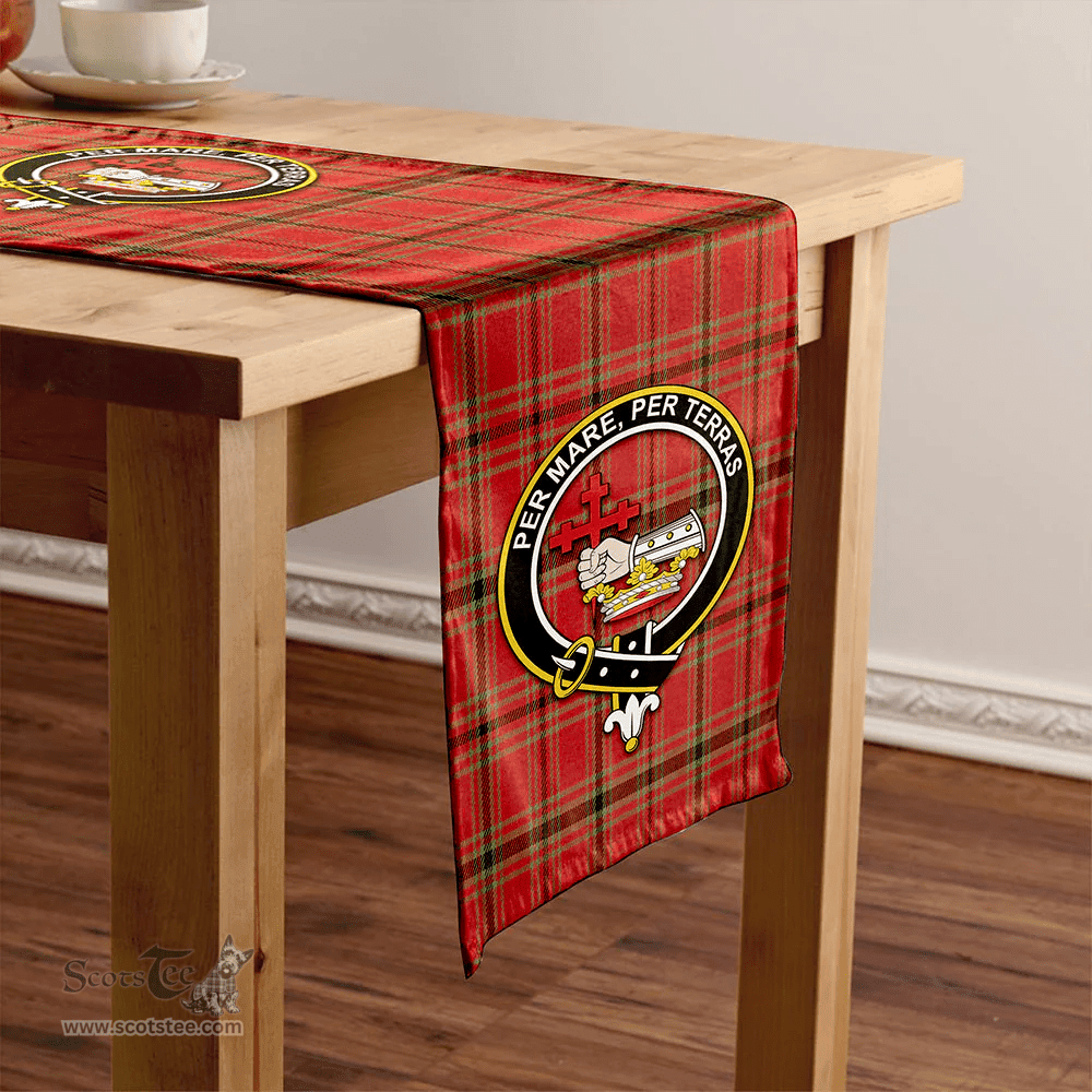 Scottish MacDonald of Belfinlay Weathered Clan Tartan Table Runner Clan Tartan Table Runner - Crest Classic Scottish Plaid Tartan Plaid