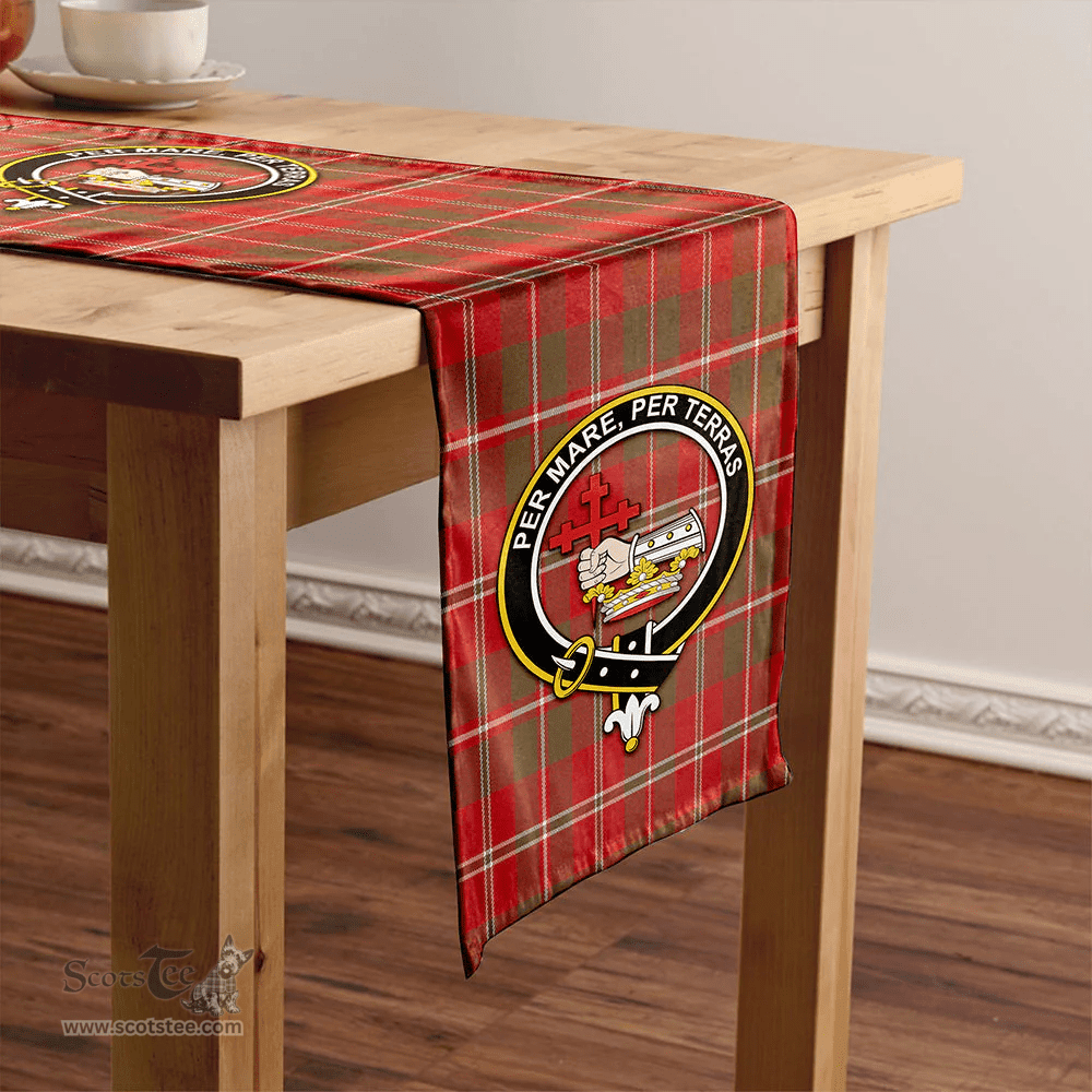 Scottish MacDonald of Glenaladale (Donald of Glenaladale) 2006 Weathered Clan Tartan Table Runner Clan Tartan Table Runner - Crest Classic Scottish Plaid Tartan Plaid
