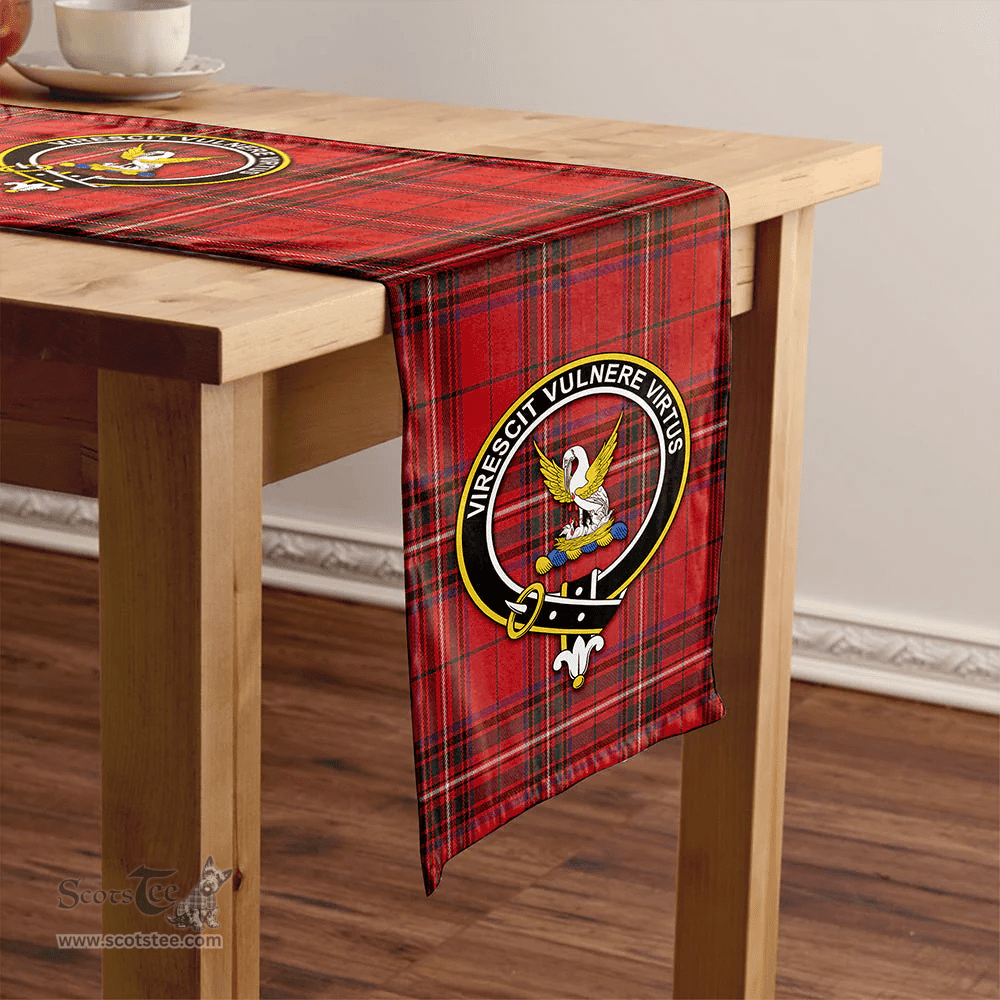 Scottish Stewart of Rothesay Weathered Clan Tartan Table Runner Clan Tartan Table Runner - Crest Classic Scottish Plaid Tartan Plaid