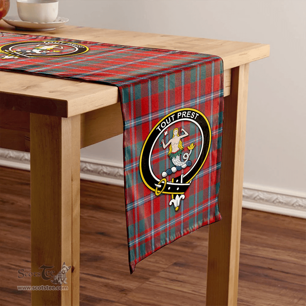 Scottish Murray of Abercairney Portrait (Murray of Abercairney; Portrait) Weathered Clan Tartan Table Runner Clan Tartan Table Runner - Crest Classic Scottish Plaid Tartan Plaid