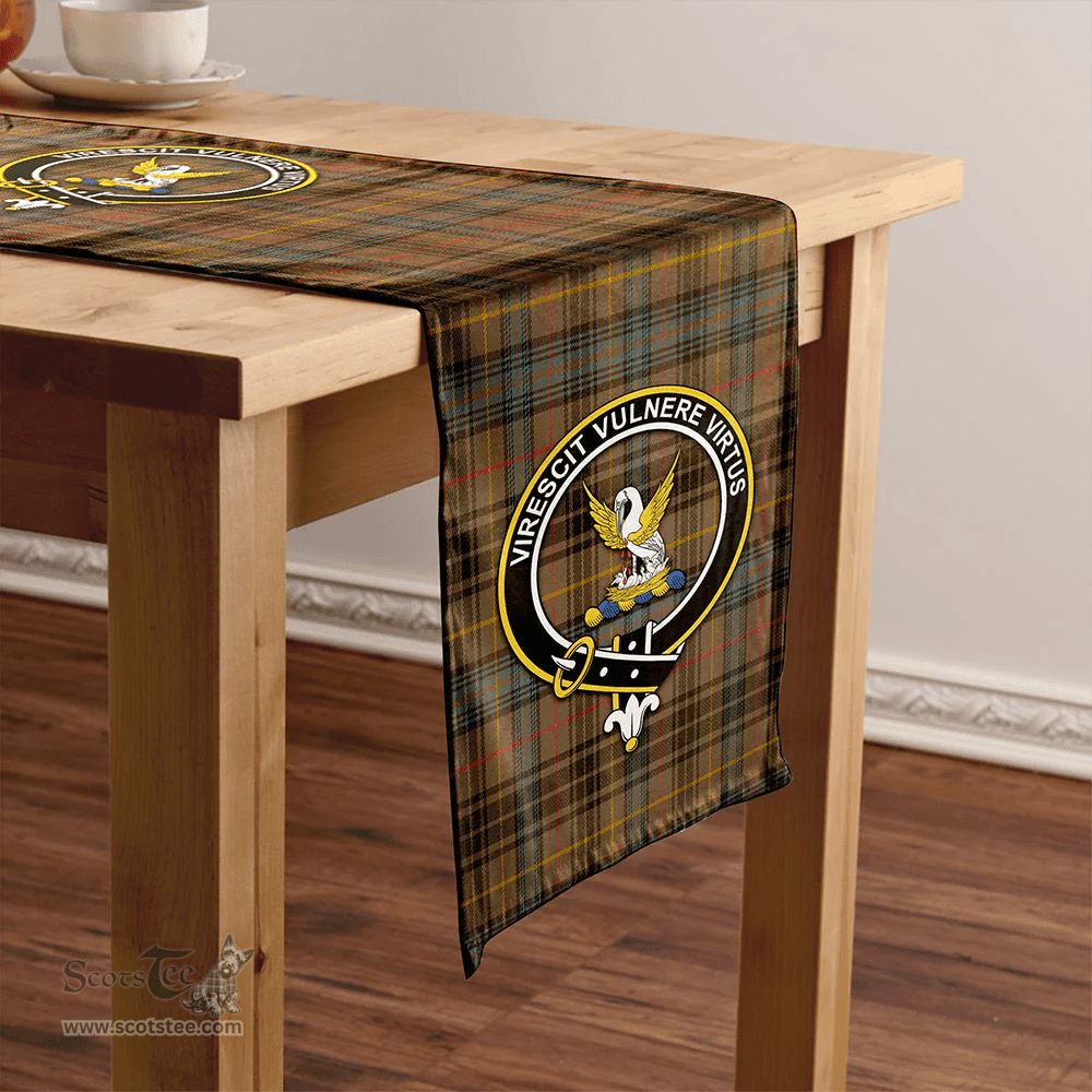 Scottish Stewart Hunting Weathered Clan Tartan Table Runner Clan Tartan Table Runner - Crest Classic Scottish Plaid Tartan Plaid