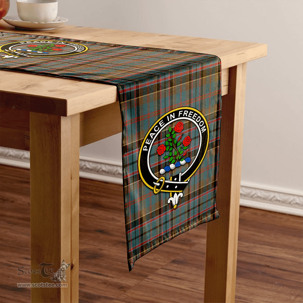 Scottish Stinson (Stephenson/Stevenson) Weathered Clan Tartan Table Runner Clan Tartan Table Runner - Crest Classic Scottish Plaid Tartan Plaid
