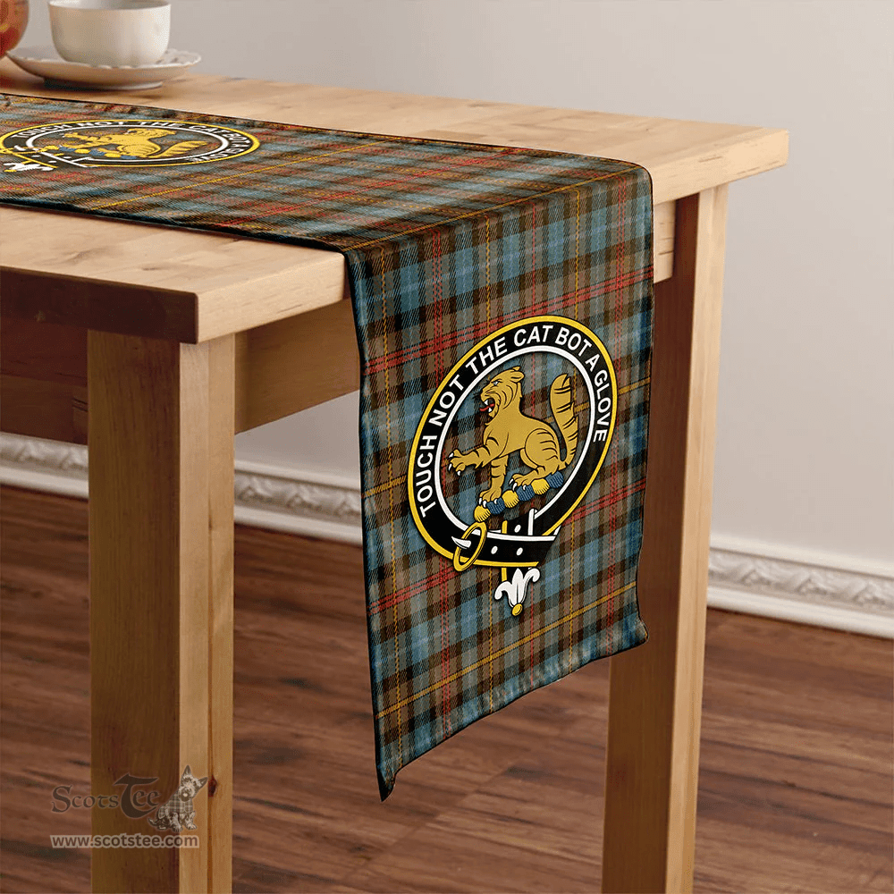 Scottish Smith (MacGowan Hunting) Weathered Clan Tartan Table Runner Clan Tartan Table Runner - Crest Classic Scottish Plaid Tartan Plaid