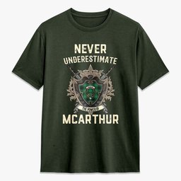 ScotsTee Shop McArthur Ancient Crest Tartan T-shirt Never Underestimate Style