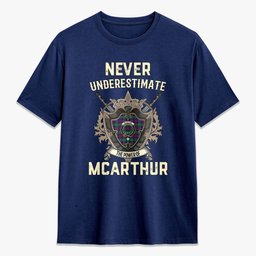 ScotsTee Shop McArthur - Milton Crest Tartan T-shirt Never Underestimate Style