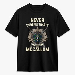 ScotsTee Shop McCallum Modern Crest Tartan T-shirt Never Underestimate Style