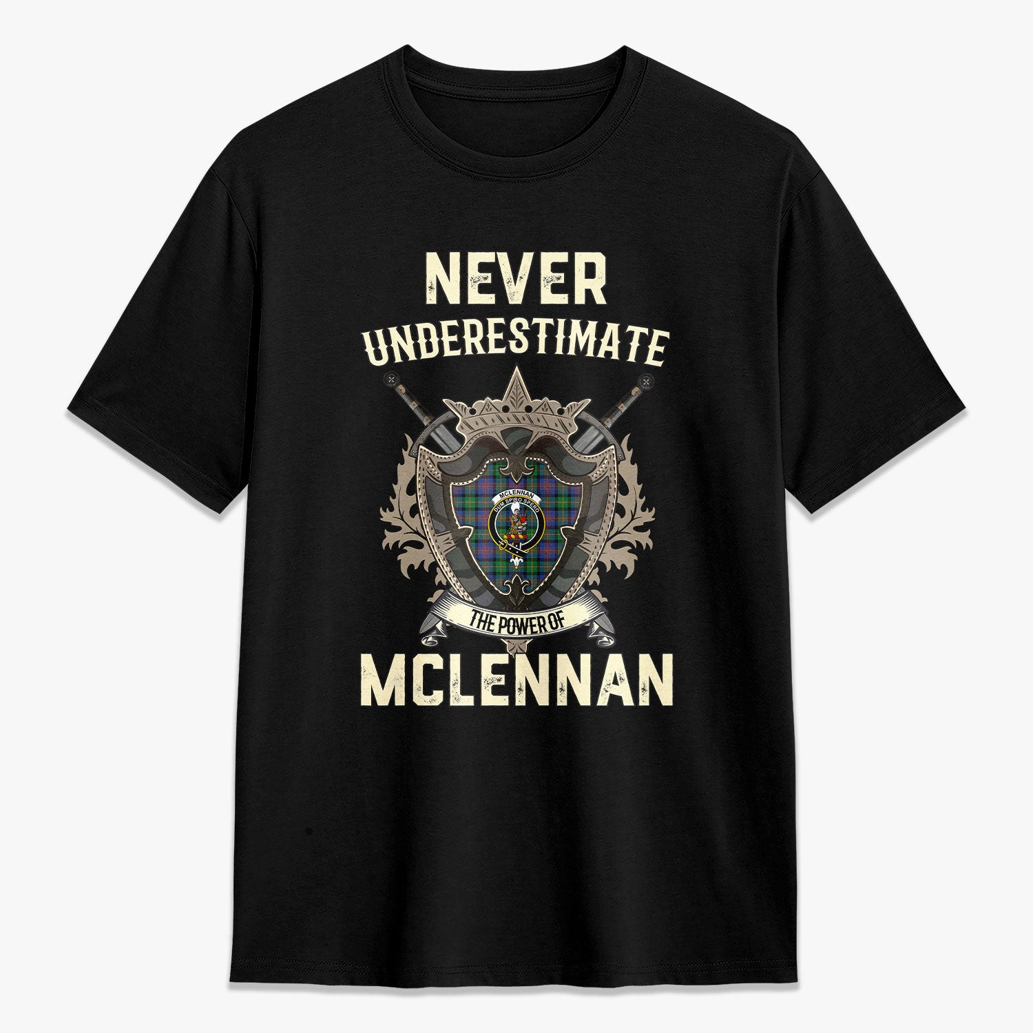 ScotsTee Shop McLennan Ancient Crest Tartan T-shirt Never Underestimate Style