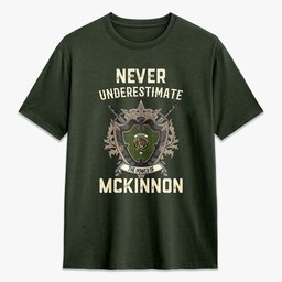 ScotsTee Shop McKinnon Hunting Modern Crest Tartan T-shirt Never Underestimate Style