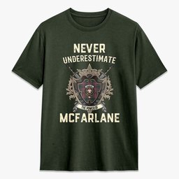 ScotsTee Shop McFarlane Hunting Modern Crest Tartan T-shirt Never Underestimate Style