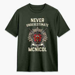 ScotsTee Shop McNicol (of Scorrybreac) Crest Tartan T-shirt Never Underestimate Style