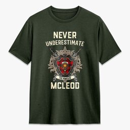 ScotsTee Shop McLeod of Raasay Crest Tartan T-shirt Never Underestimate Style