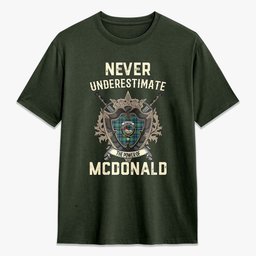 ScotsTee Shop McDonald of the Isles Hunting Ancient Crest Tartan T-shirt Never Underestimate Style