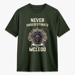 ScotsTee Shop McLeod of Harris Modern Crest Tartan T-shirt Never Underestimate Style