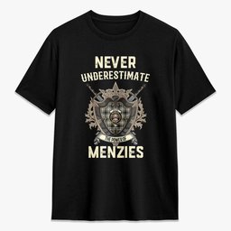 ScotsTee Shop Menzies Black - White Ancient Crest Tartan T-shirt Never Underestimate Style