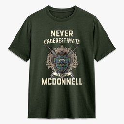 ScotsTee Shop McDonnell of Glengarry Ancient Crest Tartan T-shirt Never Underestimate Style