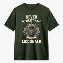 ScotsTee Shop McDonald (Clan Ranald) Crest Tartan T-shirt Never Underestimate Style