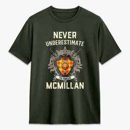 ScotsTee Shop McMillan Clan Crest Tartan T-shirt Never Underestimate Style