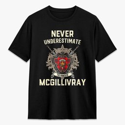 ScotsTee Shop McGillivray Modern Crest Tartan T-shirt Never Underestimate Style