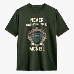 ScotsTee Shop McNeil of Colonsay Ancient Crest Tartan T-shirt Never Underestimate Style