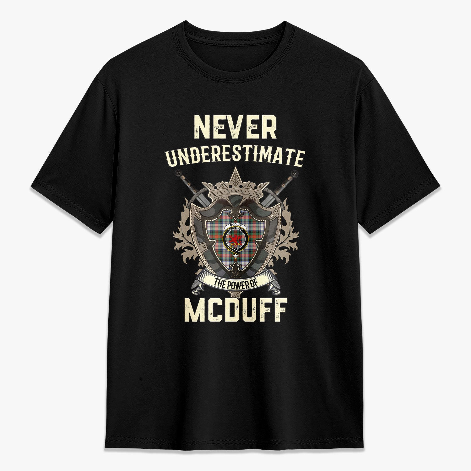 ScotsTee Shop McDuff Dress Ancient Crest Tartan T-shirt Never Underestimate Style
