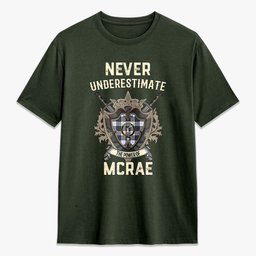 ScotsTee Shop McRae Dress Modern Crest Tartan T-shirt Never Underestimate Style
