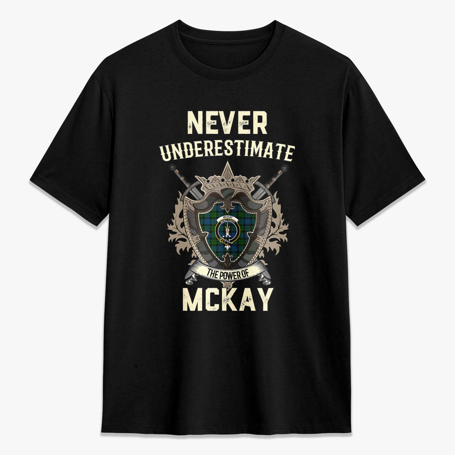 ScotsTee Shop McKay Modern Crest Tartan T-shirt Never Underestimate Style