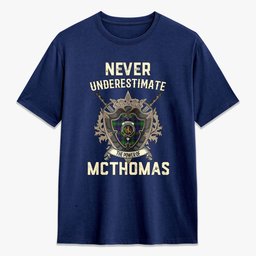 ScotsTee Shop McThomas Modern Crest Tartan T-shirt Never Underestimate Style
