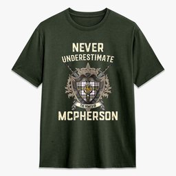 ScotsTee Shop McPherson Dress Modern Crest Tartan T-shirt Never Underestimate Style