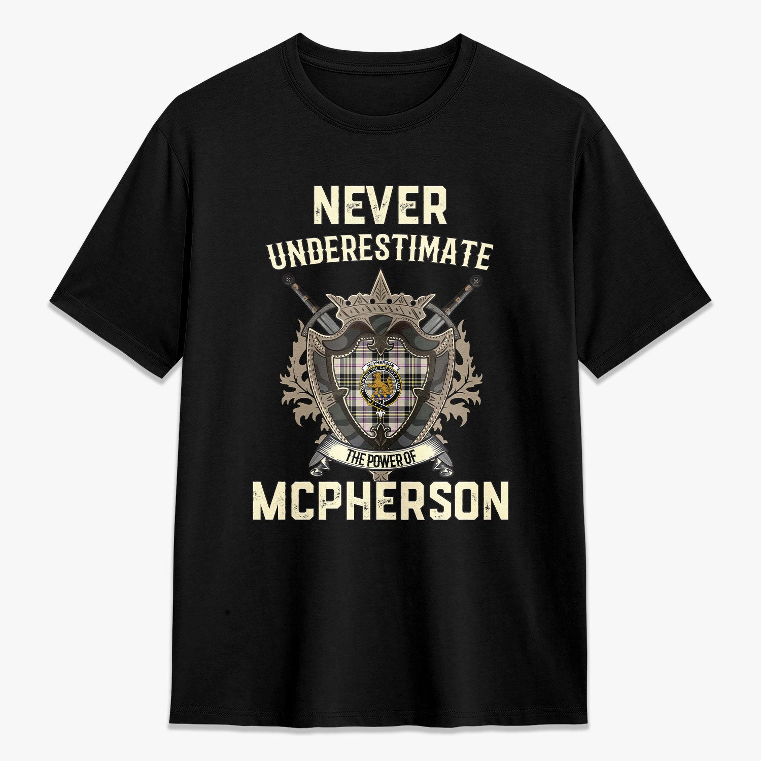 ScotsTee Shop McPherson Dress Ancient Crest Tartan T-shirt Never Underestimate Style