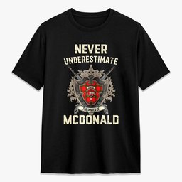 ScotsTee Shop McDonald of Sleat Crest Tartan T-shirt Never Underestimate Style
