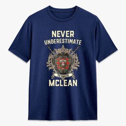 ScotsTee Shop McLean of Duart Modern Crest Tartan T-shirt Never Underestimate Style