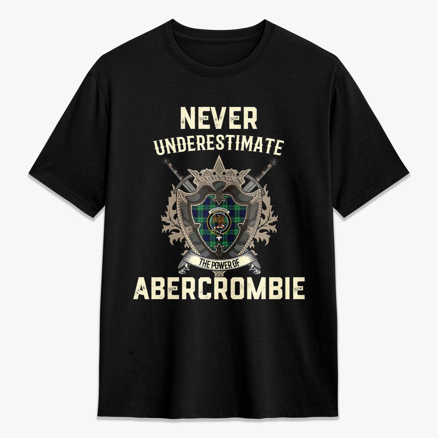 ScotsTee Shop Abercrombie Crest Tartan T-shirt Never Underestimate Style