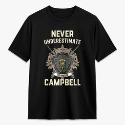 ScotsTee Shop Campbell Faded Crest Tartan T-shirt Never Underestimate Style