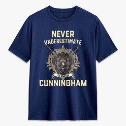 ScotsTee Shop Cunningham Dress Blue Dancers Crest Tartan T-shirt Never Underestimate Style