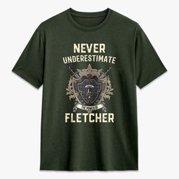 ScotsTee Shop Fletcher of Dunans Crest Tartan T-shirt Never Underestimate Style