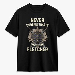 ScotsTee Shop Fletcher of Dunans Crest Tartan T-shirt Never Underestimate Style