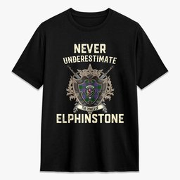 ScotsTee Shop Elphinstone Crest Tartan T-shirt Never Underestimate Style