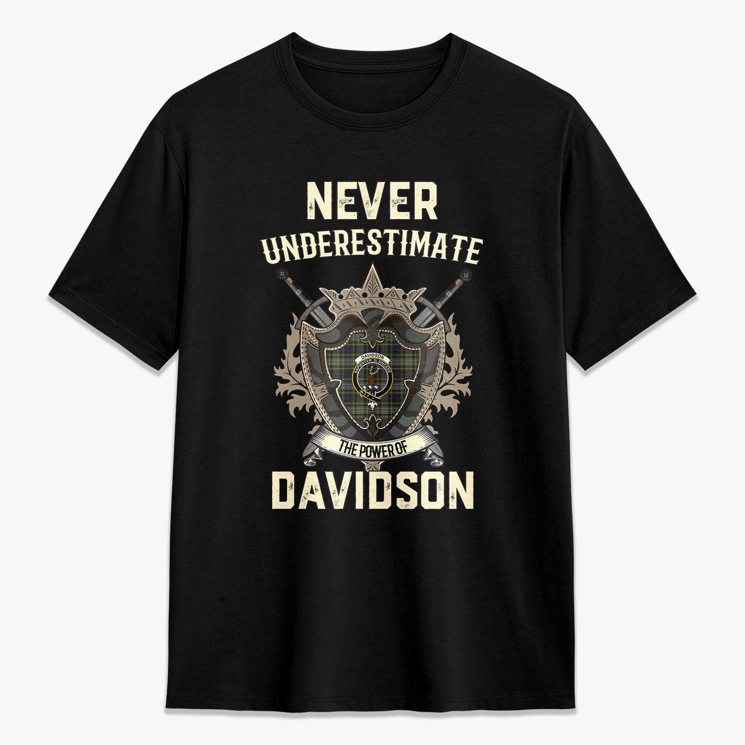 ScotsTee Shop Davidson Tulloch Dress Crest Tartan T-shirt Never Underestimate Style